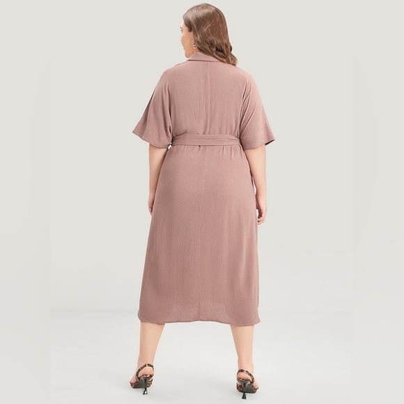 NWT Bloomchic Dolman Sleeve Button Detail Pocket Belted Flutter Dress, 22-24/3X - Picture 2 of 8